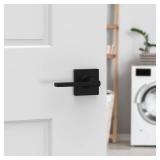 Kwikset Casey Interior Passage Door Handle, Lever For Closet and Hallway Doors, Reversible Non-Locking Handle Lever, Matte Black , with Microban Protection