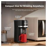 Horavie Mini Single Serve Coffee Maker for K Cup and Ground Coffee, Fast Brew One Cup Coffee Machine with Descaling Reminder and Water Window, 6 to 12 oz. Brew Sizes, Black Powers On