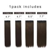 REECHO 26" Straight Super Long 4 PCS Set Thick Clip in on Hair Extensions Medium Ash Brown