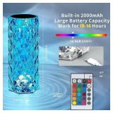Deogos Crystal Table Lamp, Remote and Touch Control Rose Wave Lamp, RGB Color Changing Night Light, Dimmable, USB Rechargeable Decoration Ambient Lighting for Dinner/Bars/Game room/Living Room/Bedroom