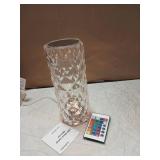 Deogos Crystal Table Lamp, Remote and Touch Control Rose Wave Lamp, RGB Color Changing Night Light, Dimmable, USB Rechargeable Decoration Ambient Lighting for Dinner/Bars/Game room/Living Room/Bedroom