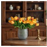 Elegant Gray Carved 6" H Flower Vase,Decorative Grey Resin Vase for Dining Living Room,Bathroom,Office,Kitchen,Coffee Table,Centerpieces.Modern Home Decor Gift