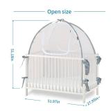 Baby Crib Tent Safety Net, Durable Strong Self-Locking Zippers, Protects from Climbing Out and, Insects, Mosquitoes, Installs with Rods (Crib 52.25" - 28.25")