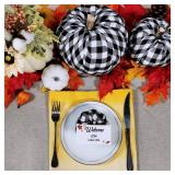 Package of 3 Assorted Burlap Pumpkins Fabric Pumpkins Buffalo Plaid Pumpkins Gingham Fabric Pumpkins Fall Thanksgiving Halloween Seasonal Holiday Farmhouse Tabletop Decoration