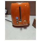 Roter Mond 2 Slice Toaster Retro Stainless Steel with Bagel, Cancel, and Defrost Functions, 6 Bread Shade Settings, Extra Wide Slots and Removable Crumb Tray, Orange Tested, Powers On