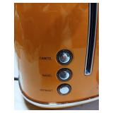 Roter Mond 2 Slice Toaster Retro Stainless Steel with Bagel, Cancel, and Defrost Functions, 6 Bread Shade Settings, Extra Wide Slots and Removable Crumb Tray, Orange Tested, Powers On