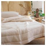 Bedsure Queen Comforter Cooling and Warm Comforter, Beige Reversible All Season Cooling Comforter, 1 Queen Size Comforter (88"x88")