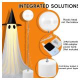 Halloween Decorations Outdoor, 5 FT USB Powered Ghost Decor Kit with Remote Controlled String Lights, Easy Assemble Ghosts Halloween Decorations for Front Door Porch Yard