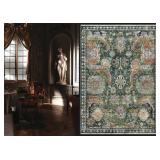 RUGSURE Washable Area Rugs - Perfect for Living Room, Bedroom, Kids Room, Nursery - Stain & Water Resistant Non-Slip, Pet & Child Friendly, Vintage Tribal Area Rugs (Green, 5