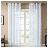 Top Finel Pure White Sheer Curtains 90 Inches Long for Living Room 2 Panels,Snow-White Rustic Embroidered Diamond Grommet Window Treatments Drapes for Kids Girls Bedroom 90 inch length, Set of 2,54x90
