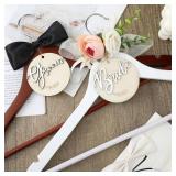 FillTouch 2 Pack Wedding Hanger Gift Bride Groom Bridal Hanger with Tags for Wedding Dress(Pink)