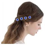 inSowni 40pcs Bridal Wedding Rhinestone Rose Flower U-shaped Hair Pins & 6pcs Twist Pearl Hairpins Headpiece Set in Gift Box for Women Girls Bridesmaid (Royal Blue Set)