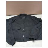 Zando Black Jacket Women - Short Black Cropped Jacket Women Button Down Womens Jackets Fall with Side Pockets Long Sleeve Baseball Varsity Jackets Womens for Daily Work Outdoor Travel Parties M