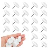 Acoeitl 24pcs Nail on Furniture Glides 1 Inch (26.5mm) Diameter Nylon White Chair Leg Floor Protectors Furniture Sliders Pads Table Foot Gliders for Hardwood Carpet and Tile Floors