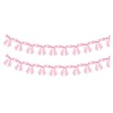 2pcs Bow Garland Banner Ribbon Bow Party Decor for Baby Shower Women Girls Bow Coquette Birthday Party Decorations (Pink)