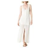 FACTORY SEALED - The Drop Womens Button Front Mixed Pattern Crochet Maxi Dress, Whisper White, M  - Retail: $91