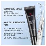 FACTORY SEALED - Curvlife 15g Semi Solid Nail Glue Gel with 5ml 3 in 1Nail Glue Remover, No Need for Uv Light, Gel for Press On Nails, Click&Remove Pen Design
