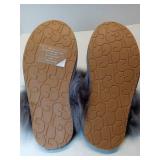 APPEARS NEW - UGG Gray Fur-Trimmed Slippers (Size 5)