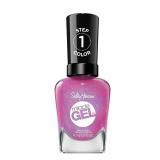 FACTORY SEALED - Sally Hansen Miracle Gel Salon Quality Nail Polish | Gel-Like Formula, Two-Step System, No UV Light Needed, Long Lasting | Opaque, Shimmer | 512 Quartz And Kisses | Fuchsia Pink Nail 