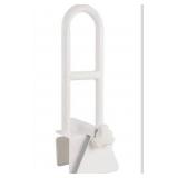Vaunn Medical Adjustable Bathtub Safety Rail Shower Grab Bar Handle, Stainless Steel, White