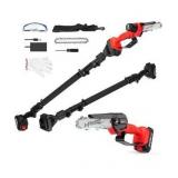 Cordless Pole Saw, 2-in-1 6\" Battery Powered Pole Saws for Tree Trimming, 20V 2.0Ah Battery Mini Chainsaw with Pole, 15ft Reach Small Pole Saw for Wood Cutting, Trimming (battery not included)