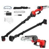 Cordless Pole Saw, 2-in-1 6\" Battery Powered Pole Saws for Tree Trimming, 20V 2.0Ah Battery Mini Chainsaw with Pole, 15ft Reach Small Pole Saw for Wood Cutting, Trimming (battery not included)