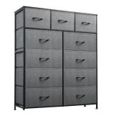 WLIVE Storage Organizer Unit with 11 Fabric Bins, Storage Drawers Organizer with Steel Frame, Tall Storage Tower Organizaton for Living Room, Hallway, Office, Light Grey