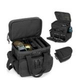 Tactical Gun Range Bag with 3 Pistols Capacity and TSA Lock, Gun Duffle Bag with 2 Small Pistol Cases and 12x Magazine Slots, Multi-Pockets for Hunting and Shooting Range Gear, Black