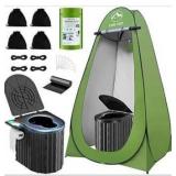 Camping Toilet with Pop-Up Privacy Tent and Liquid Waste Gel, Portable Toilet for Camping with Large Tent, Ergonomic Potty Provides Enhanced Comfort, Suitable for All Ages