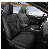 GIANT PANDA Pu Leather Car Seat Covers Full Set Custom Fit for Toyota RAV4 LE/Hybrid Limited/XLE/XLE Premium 2019-2025-(Black)