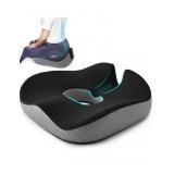 Concave U Surface Donut Pillow for Tailbone Pain Cradle Tailbone Reducing Pressure on Pelvis- Hemorrhoid Pillow for Office, Car, Home Seat- Black/Gray