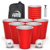 Giant Yard Pong Outdoor Games Yard Games Lawn, Beach, Camping, Tailgating or Backyard - Durable Giant Cups with Indoor/Outdoor Ball and Pump Included