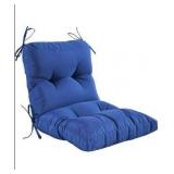 Outdoor Indoor Seat/Back Chair Tufted Cushion,All-Weather Patio Chair Cushion with Ties,for Patio Furniture,Navy Blue