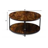 TAID Rustic Round Coffee Table for Your Living Room - 2 Colors: Brown or Cream, Circular Wooden Coffee Table with Open Shelf Storage - Modern Design, Industrial Quality, Circle Shaped Coffee Table