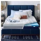 Sleep Innovations Cooling Comfort Gel Memory Foam Dual Layer Mattress Topper, 4 Inch, King Size, Pillow Top Cover