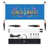 Outdoor Horizontal Banner Post Size up to 3 ft x 10 ft Outdoor Advertising Displays Stand Portable and Weather Resistant Banner Stand with Ball Bungee Cords for Yard Sign Displays