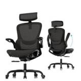GABRYLLY Ergonomic Mesh Office Chair, Adjustable Home Desk Chair with Folding Armrest