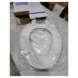 Toilet seat Elongated with Slow Close Hinges, Four Bumpers Never Loosen and Easily Remove, Two Sets of Parts, Plastic, White