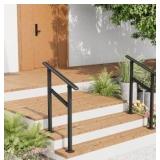 2 Pack Hand Rails for Outdoor Steps,1-2 Step Railing for Stairs,Adjustable Porch Railing,Hand Rails for Seniors,Outdoor Deck Handrails for Exterior Steps,Black