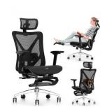 GABRYLLY Ergonomic Office Chair with Footrest, 135° Reclining Desk Chair with Adjustable Lumbar Support,3D Armrest,Headrest & Large Steel Base, Heavy Duty Gaming Mesh Chair for Company Home
