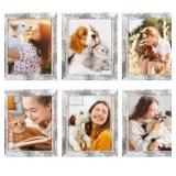 8x10 Rustic Picture Frames Set of 2 Distressed White Composite Wood Farmhouse