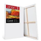 ESRICH Stretched Canvas for Painting 24x36 Inch, 3Pack Large Canvas for Painting, Primed Acid-Free Cotton Blank Canvases, Art Paint Canvases for Oil Paint,Watercolor,Acrylic Paint,Gouache and Tempera.