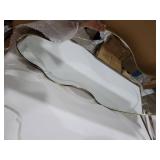 Gold Irregular Mirror, 55\"x26\" Asymmetrical Mirrors for Wall, Large Abstract Mirror Decorative, Modern Wavy Shaped Mirrors for Living Room Bathroom Bedroom Hallway Entryway Fireplace