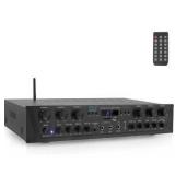 Pyle Wireless Home Audio Amplifier System Bluetooth Compatible Sound Stereo Receiver Amp - 6Channel 600Watt Power, Digital LCD, Headphone Jack, 1/4