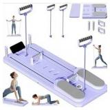 Versatile Foldable Pilates Board - Multi-Purpose Reformer Set for Home Workouts, Ideal for Beginners & Sliding Board Pilates Exercises, 5-in-1, Purple