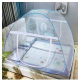AMMER Pop-Up Mosquito Net Tent for Beds Portable Folding Design with Net Bottom for Baby Adults Trip (79 x71x59 inch)