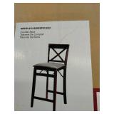 Triena X Back Faux Leather Folding Counter Height Barstool Espresso - Linon: Padded Seat, 24" High - Retail: $210