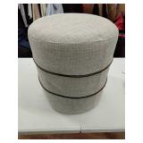 Catalina Round Ottoman Cream with Leather Piping - Threshold designed with Studio McGee - Retail: $130