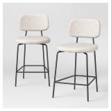 Set of 2 -24" Upholstered with Metal Base Counter Height Barstool Cream Boucle - Room Essentials - Retail: $120