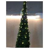 Pre-lit Artificial Topiary Tree with Decorative Planter